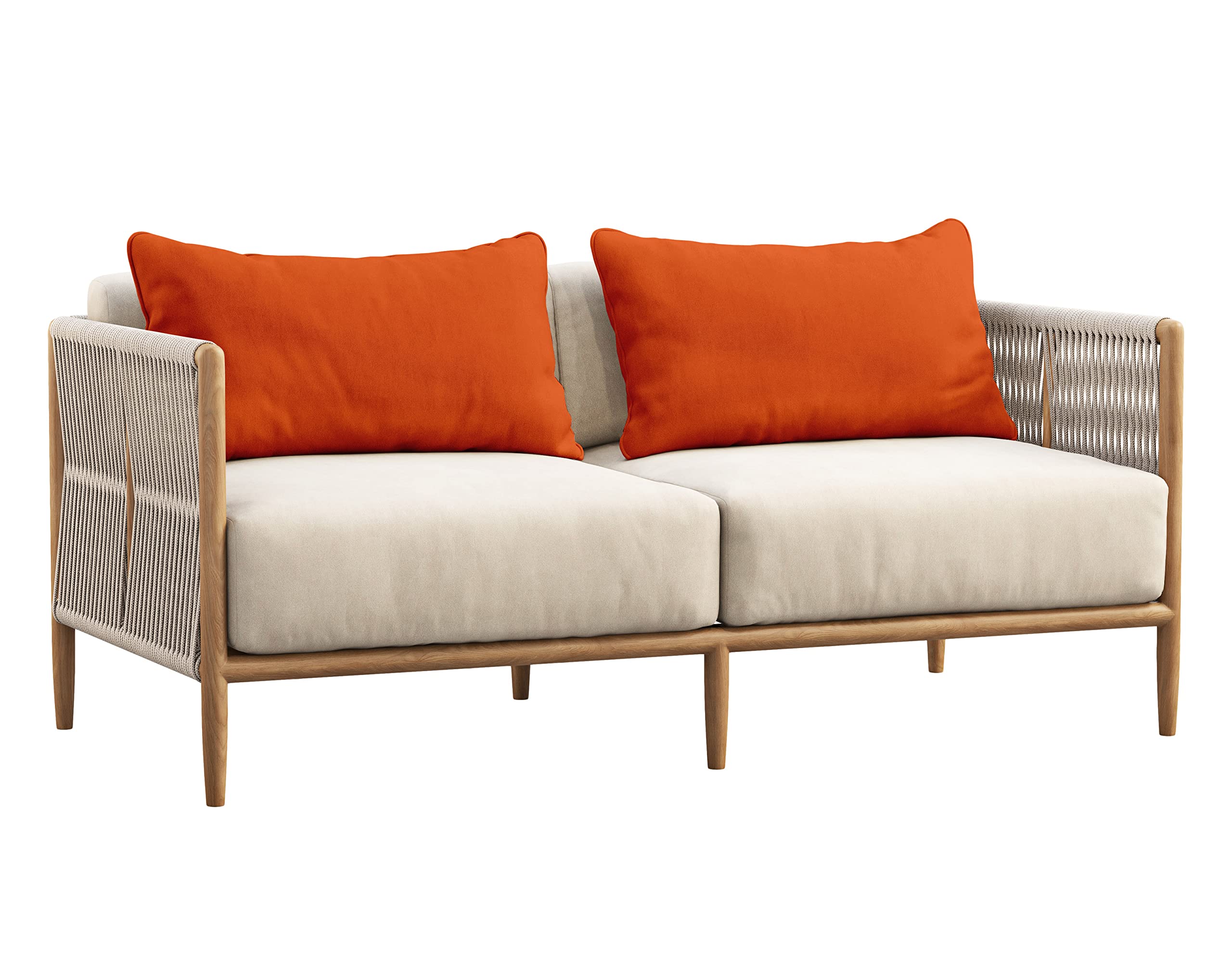 Waterproof Polyester Lumbar Pillow Covers 12x24 Inches, Set of 2 - All-Weather Indoor/Outdoor Cushion Cases for Patio Furniture (Orange) - Perfect for Sofa, Deck, Porch & Garden Decor