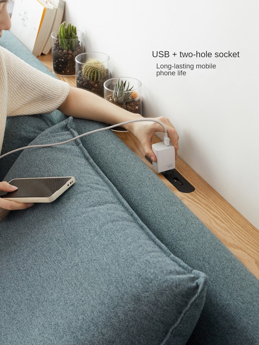 Solid Oak Wood Sofa with Rear Storage - Modern Wall Shelf for Living Room, Bedroom, or Office Organization