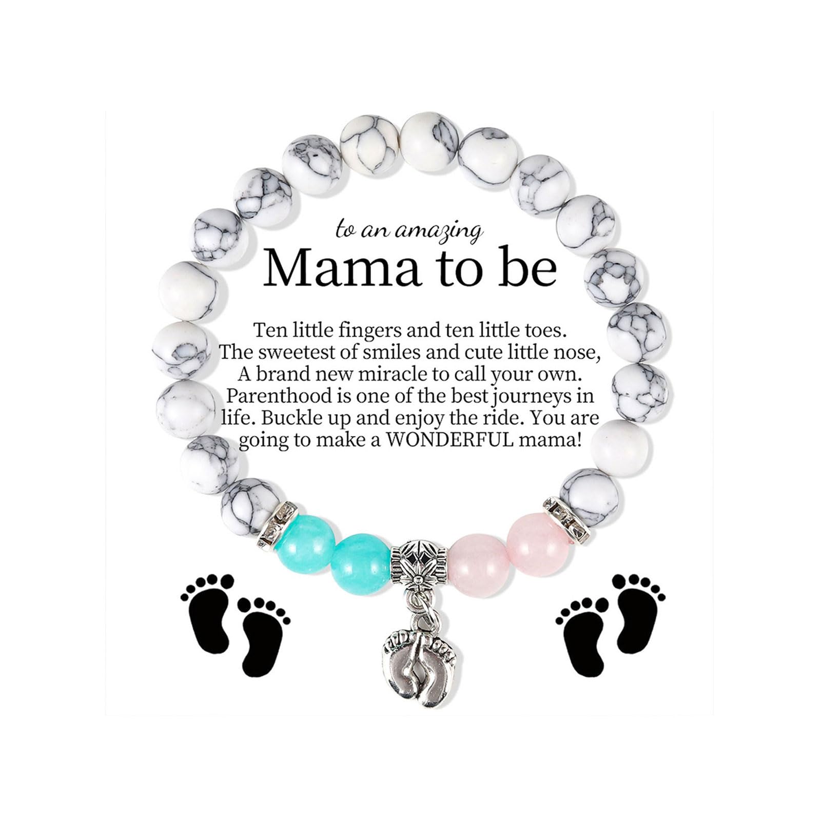Natural Stone Bracelet for New Moms - Thoughtful Pregnancy Gift for First Time Mothers - Perfect Baby Shower Present & Postpartum Jewelry for Mom-to-Be (Ideal for Maternity Photos, Relaxation & Everyday Wear)