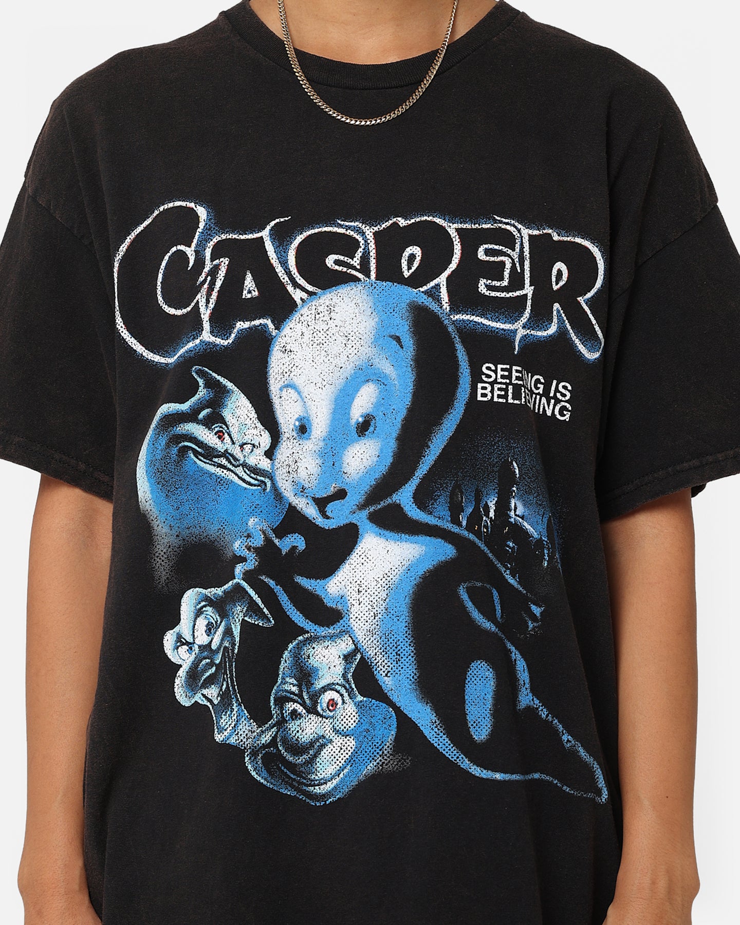 Vintage Casper T-Shirt - Black Wash Distressed Retro Tee for Men & Women | American Thrift Style | Perfect for Casual Wear, Street Fashion & Vintage Lovers