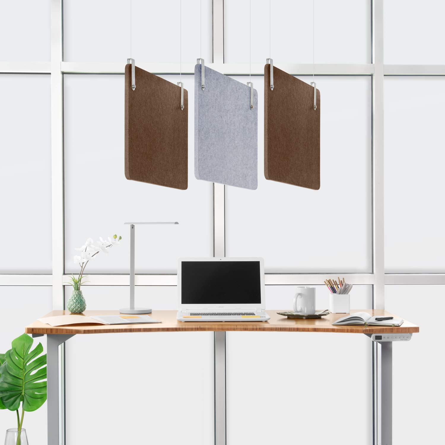 Uplift Desk Acoustic Hanging Kit with Sound Panel & Hardware - 40x22 Inches, Brown | Wall Mount Noise Reduction for Home Office, Studio & Conference Rooms