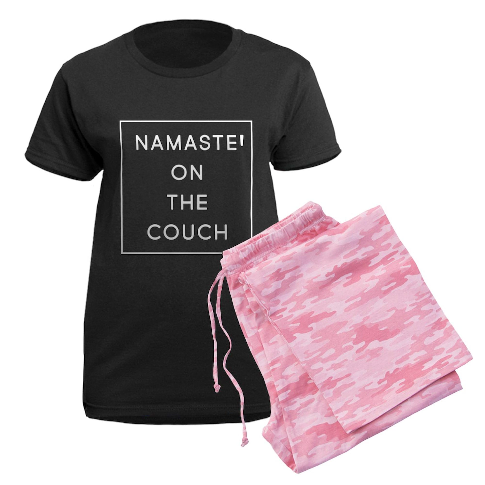 Namaste On The Couch Women's Dark Pajamas - Soft & Comfortable Novelty Sleepwear for Yoga Lovers - Perfect for Relaxing at Home, Lounging & Sleeping