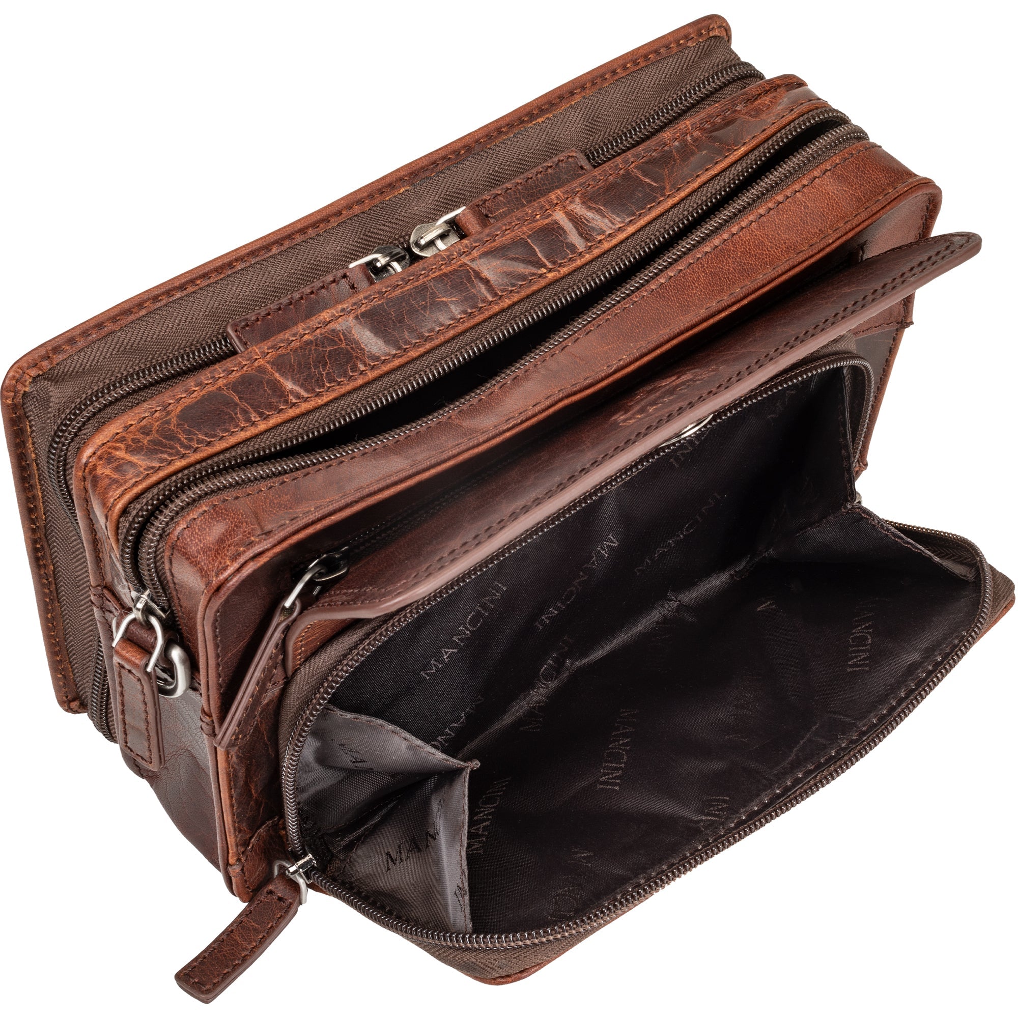 Mancini Buffalo Unisex Crossbody Bag with Zippered Organizer Pocket - Perfect for Travel, Work & Everyday Use