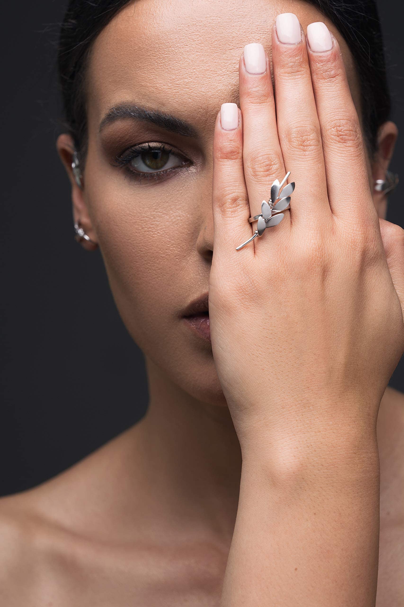 Elegant Sterling Silver Olive Leaf Ring for Women - Greek Jewelry, Unique Statement Ring, Unusual Gift for Mother's Day | Perfect for Weddings, Date Nights & Special Occasions