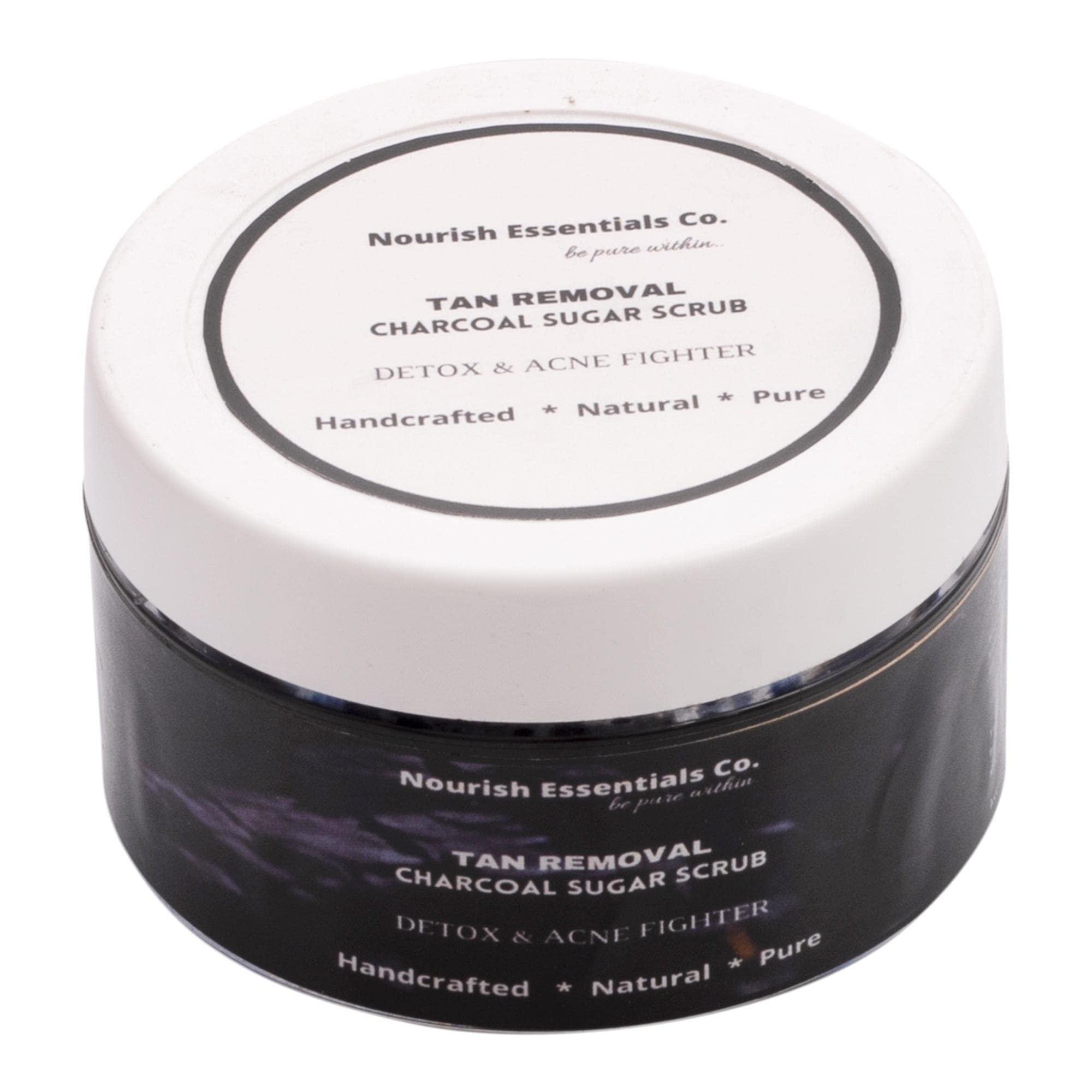 Nourish Essentials Co. Charcoal Sugar Scrub for Skin Brightening & Exfoliation - 50g | Natural Tan Removal & Glowing Skin | Perfect for Daily Skincare & Spa Treatment