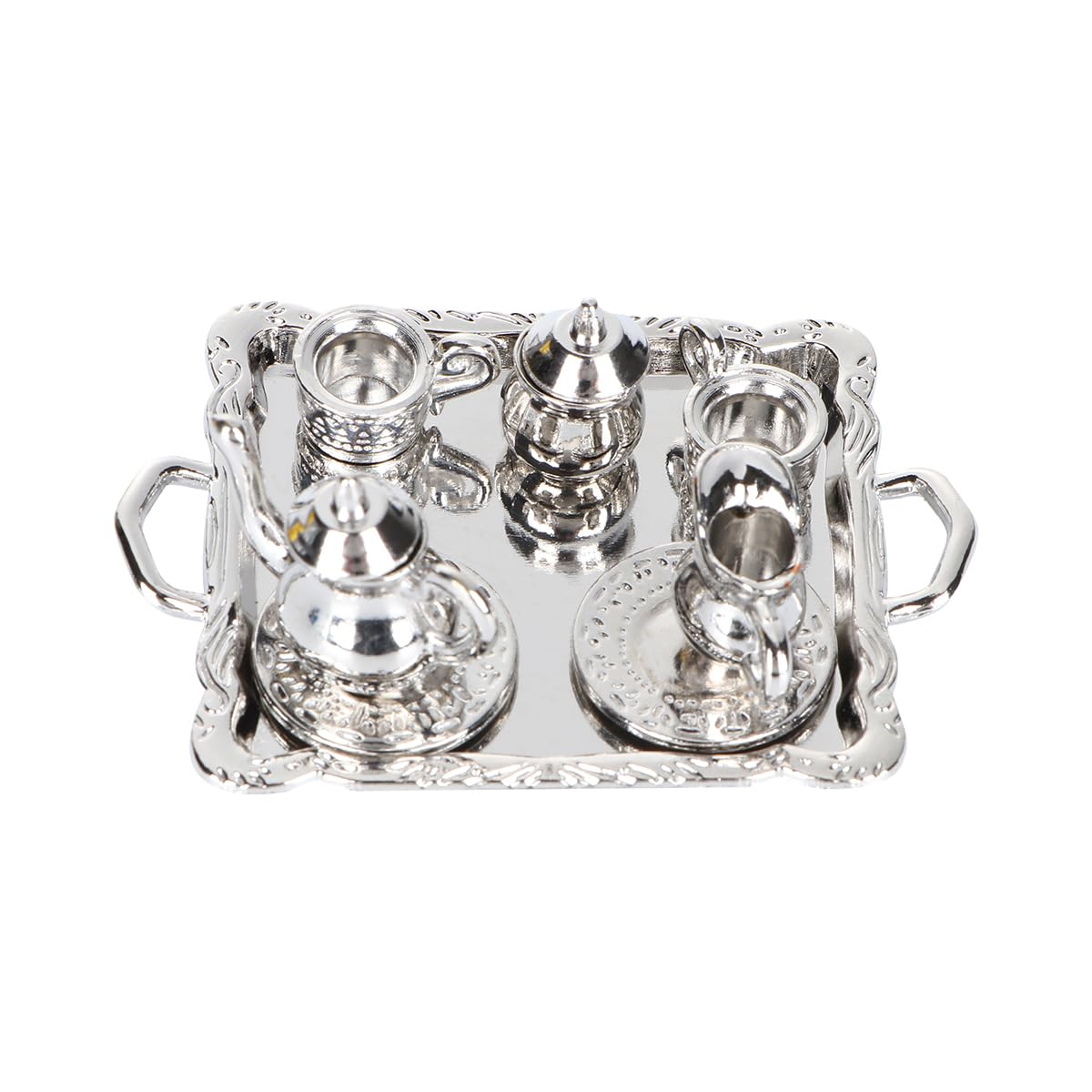 EXCEART Vintage Miniature Tea Set - Alloy Mini Tea Cups, Dollhouse Furniture, Home Décor for Vintage Dolls & Mini House Ornaments | Perfect for Dollhouse Displays, Tea Party Decor, Collectible Miniatures & Vintage Home Decorating