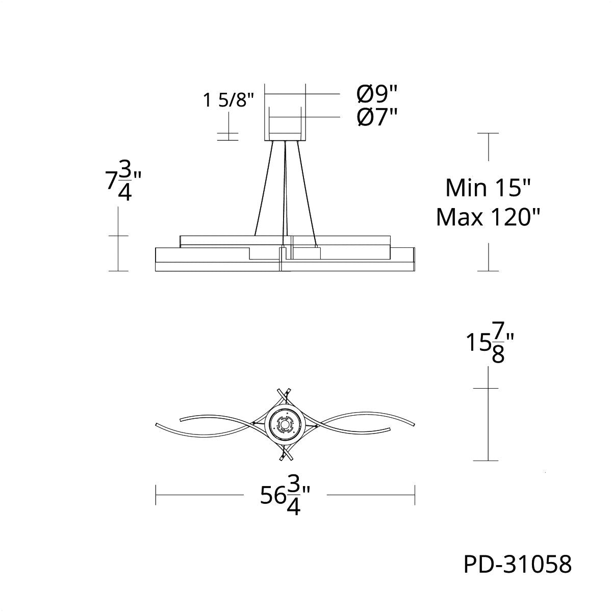 Modern 57 LED Pendant Light Fixture - Dimmable Hanging Chandelier for Kitchen Island, Dining Room & Bedroom Lighting