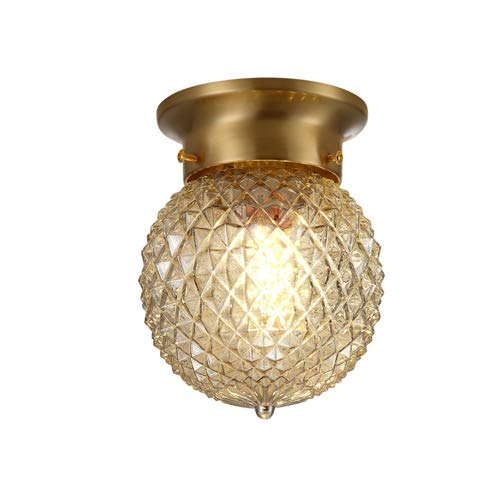 Nordic Style Pineapple Ceiling Light - American Inspired Copper Flush Mount Chandelier with E27 Base, Golden Finish - Perfect for Hallway, Bar, Cafe & Restaurant Lighting