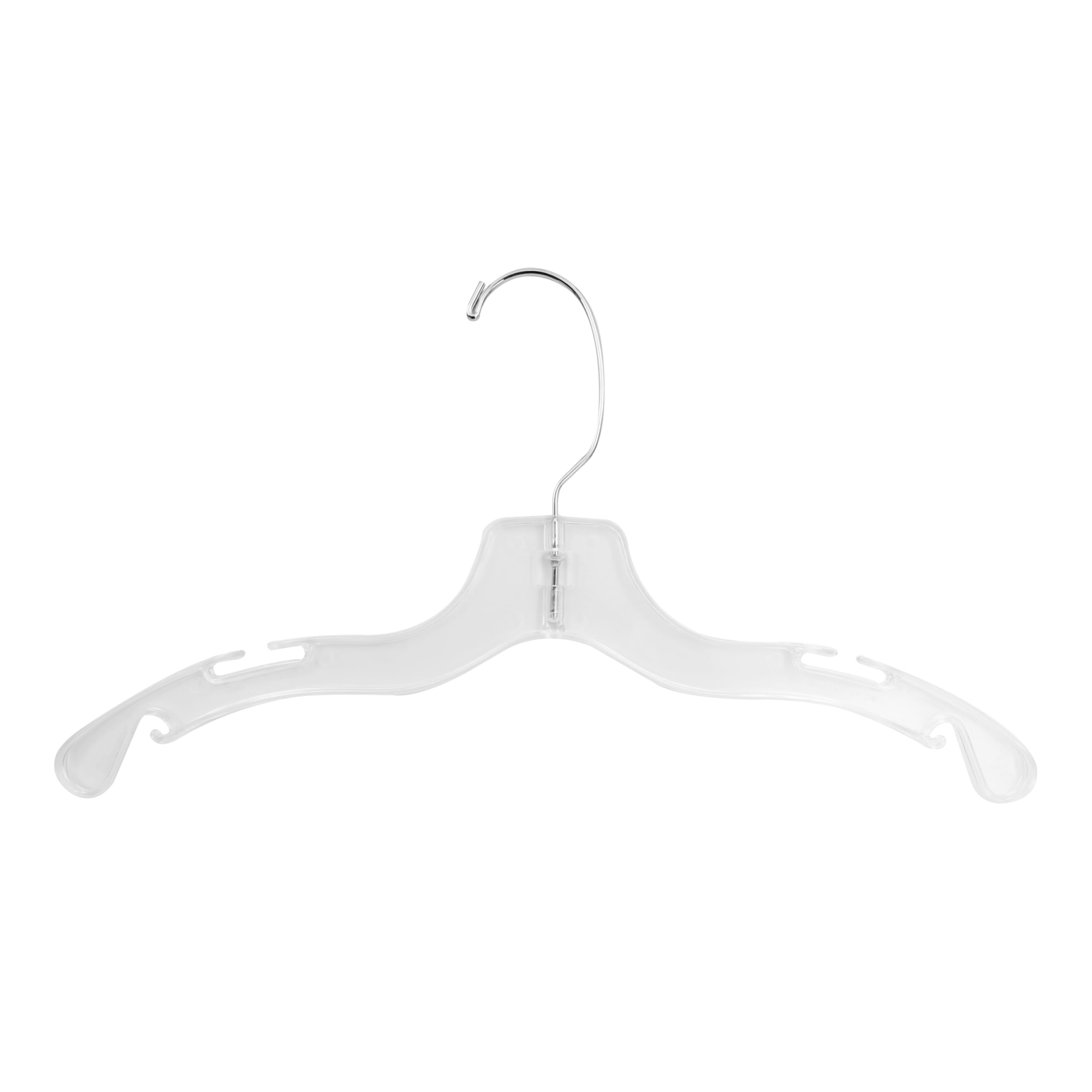 SSWBasics 14 Inch Clear Plastic Junior Dress Hangers - Pack of 100 | Durable Kids Clothes Hangers for Wardrobe Organization | Slim Space-Saving Hangers for Closet & Retail Display | Perfect for Children's Clothing Stores & Home Use