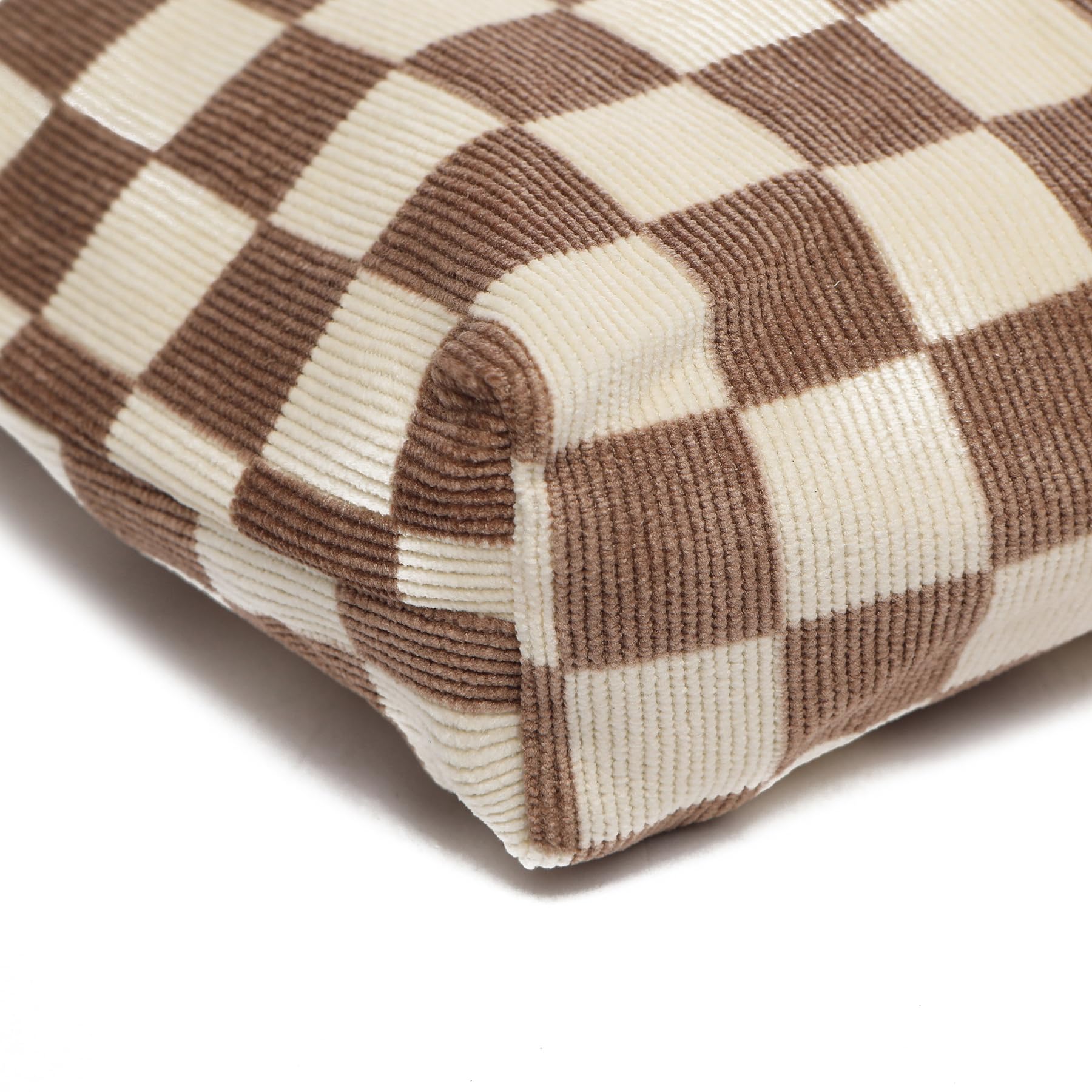 Stylish Canvas Checkered Makeup Bag for Women - Travel Cosmetic Organizer with Zipper, Brown Makeup Pouch for Girls | Perfect for Travel, Gym, and Daily Essentials Storage