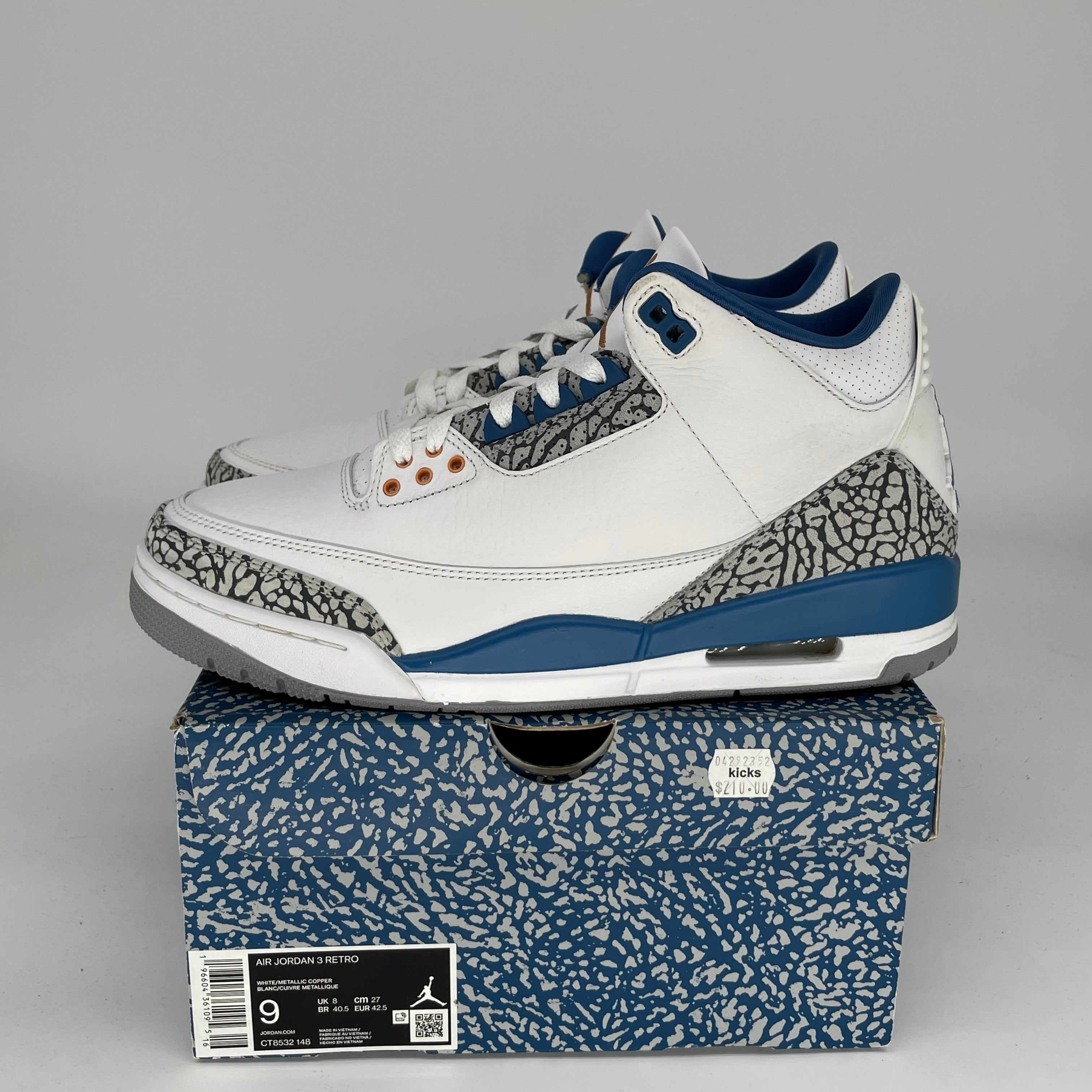 AIR JORDAN 3 Retro WIZARDS Basketball Shoes Men's Size 9 - Style Code CT8532-148 | Authentic Sneakers for Streetwear, Basketball & Casual Wear