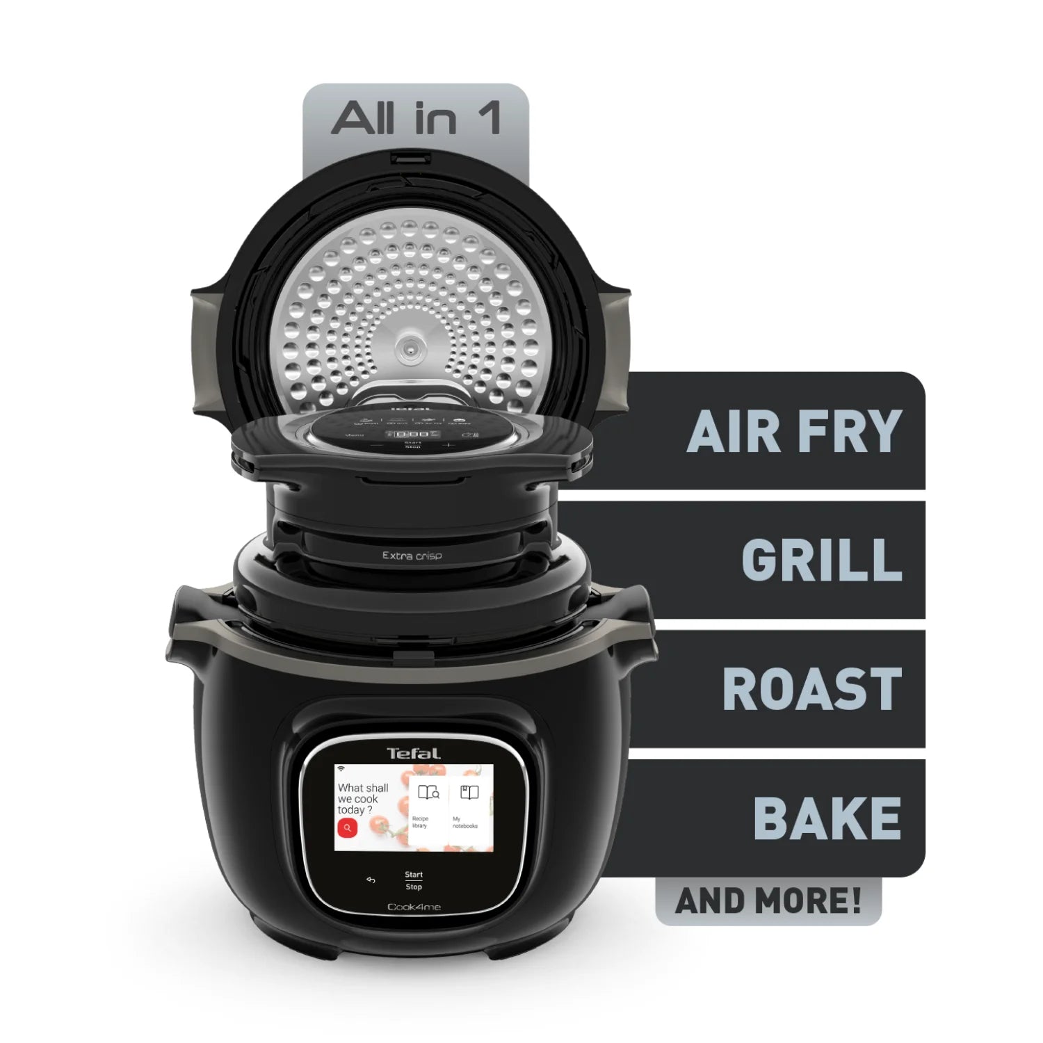 Tefal Cook4me Touch CY9128B Express Smart Multicooker & Pressure Cooker with Bonus Extra Crisp Lid - Perfect for Quick Meals, Meal Prep & Healthy Cooking
