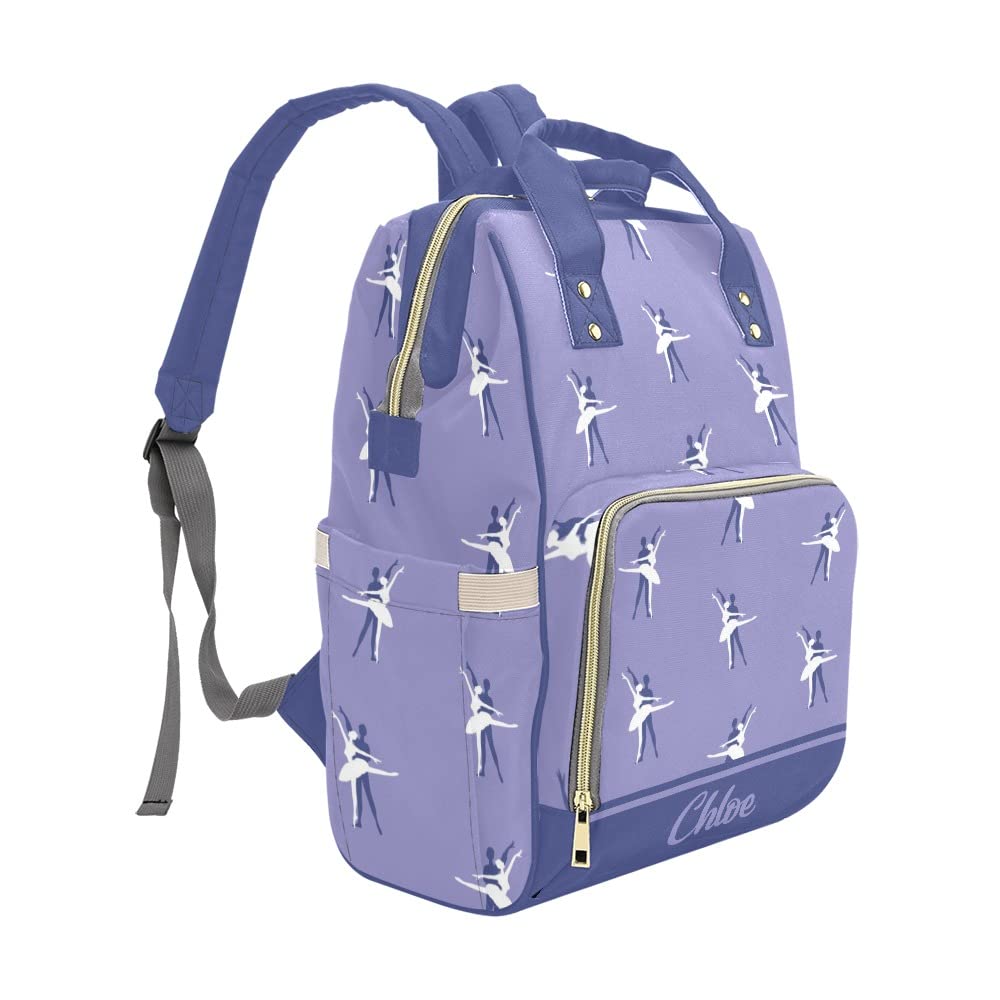 Custom Ballet Purple Personalized Diaper Backpack with Name - Large Travel Baby Bag for Moms, Nursing & Daycare Essentials - Perfect for Outings, Hospital Visits & Baby Showers