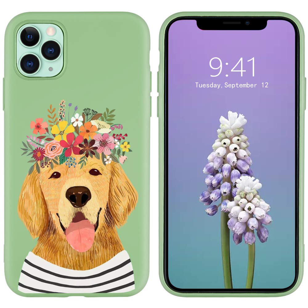 JOYLAND Mustard Green iPhone 12 Mini Case - Cute Cartoon Dog Design, Flexible Soft TPU Silicone Cover with Bumper Protection | Perfect for Everyday Use, Work, School & Travel