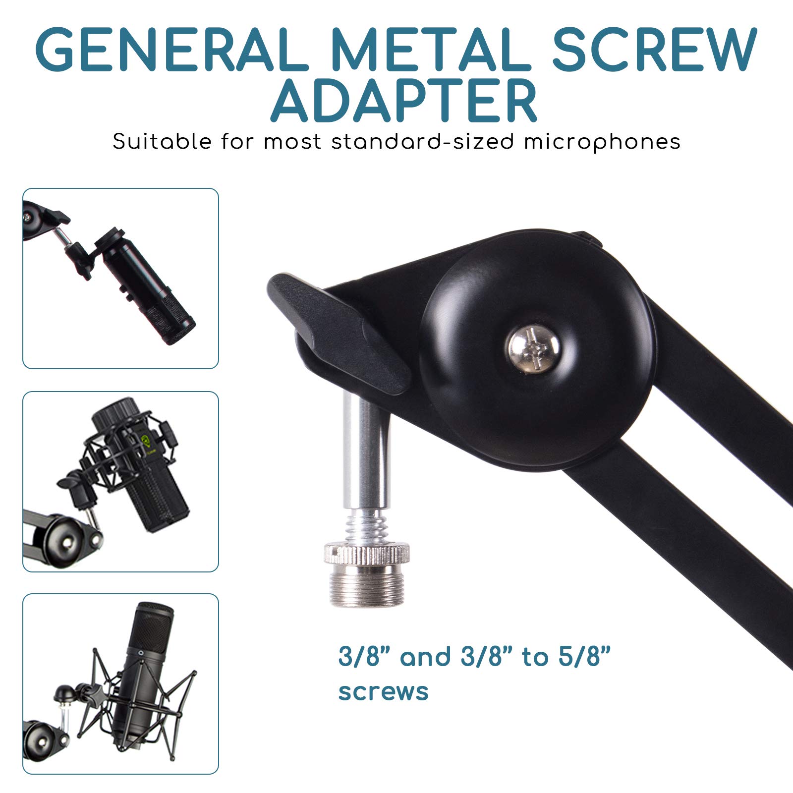 Adjustable Microphone Stand with Suspension Boom & Built-in Spring - Compact Scissor Mic Arm for Studio Recording, Podcasting, Streaming & Voice-Over (Perfect for Home Studios & Professional Broadcasts)