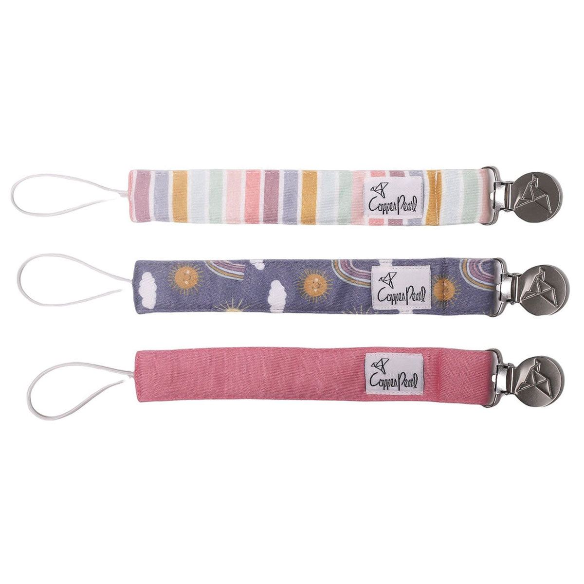 Copper Pearl Pacifier Clip Set - Stylish & Secure Baby Pacifier Holder for Strollers, Car Seats & Diaper Bags
