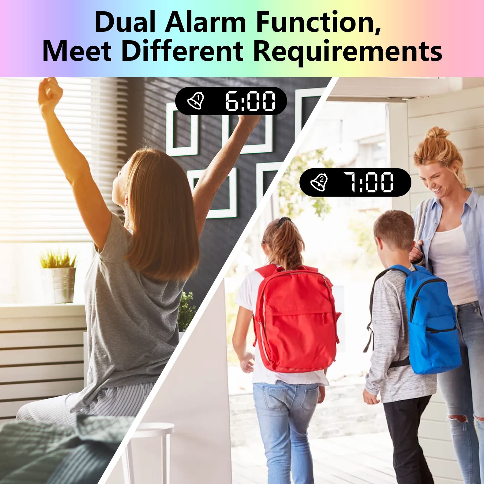 180° Rotatable Projection Alarm Clock with 7.4