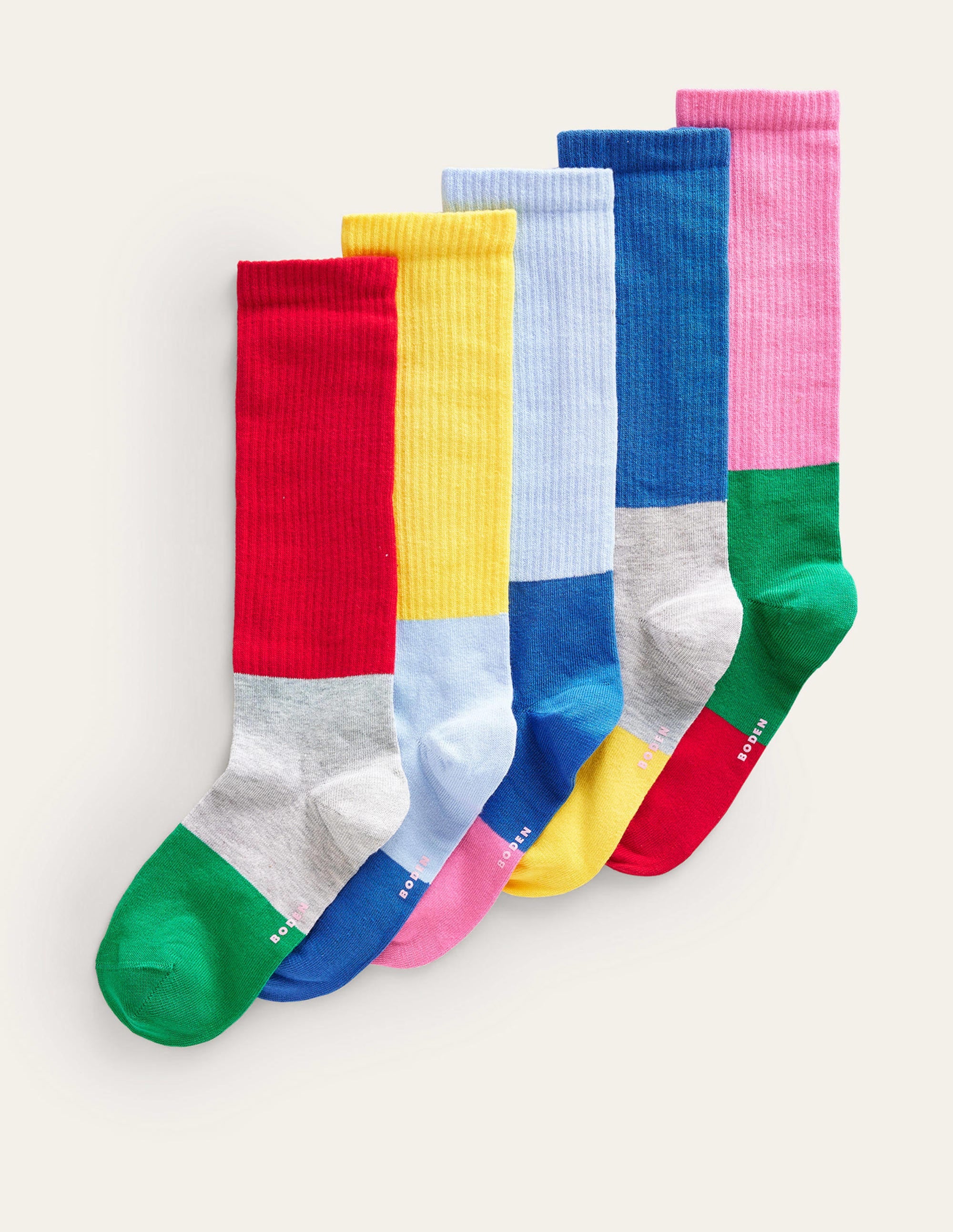 5 Pack Color Block Boot Socks for Women & Men - Warm Winter Hiking Socks for Outdoor Activities, Work Boots & Snow Boots