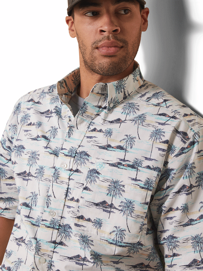 Ariat Men's Neymar Classic Short Sleeve Shirt - White | Comfortable Casual Button-Up Shirt for Outdoor Activities, Work & Everyday Wear