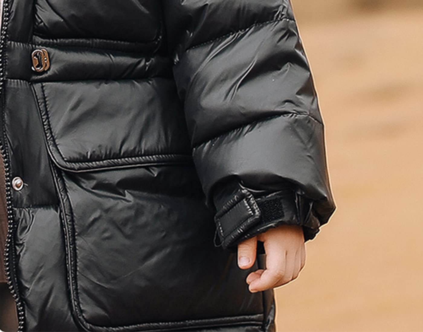 DINGDONG'S CLOSET Girls Winter Jacket with Hood, Fur Trim & Pockets - Warm Down Parka Coat for Kids - Perfect for Snow Play, School & Outdoor Activities