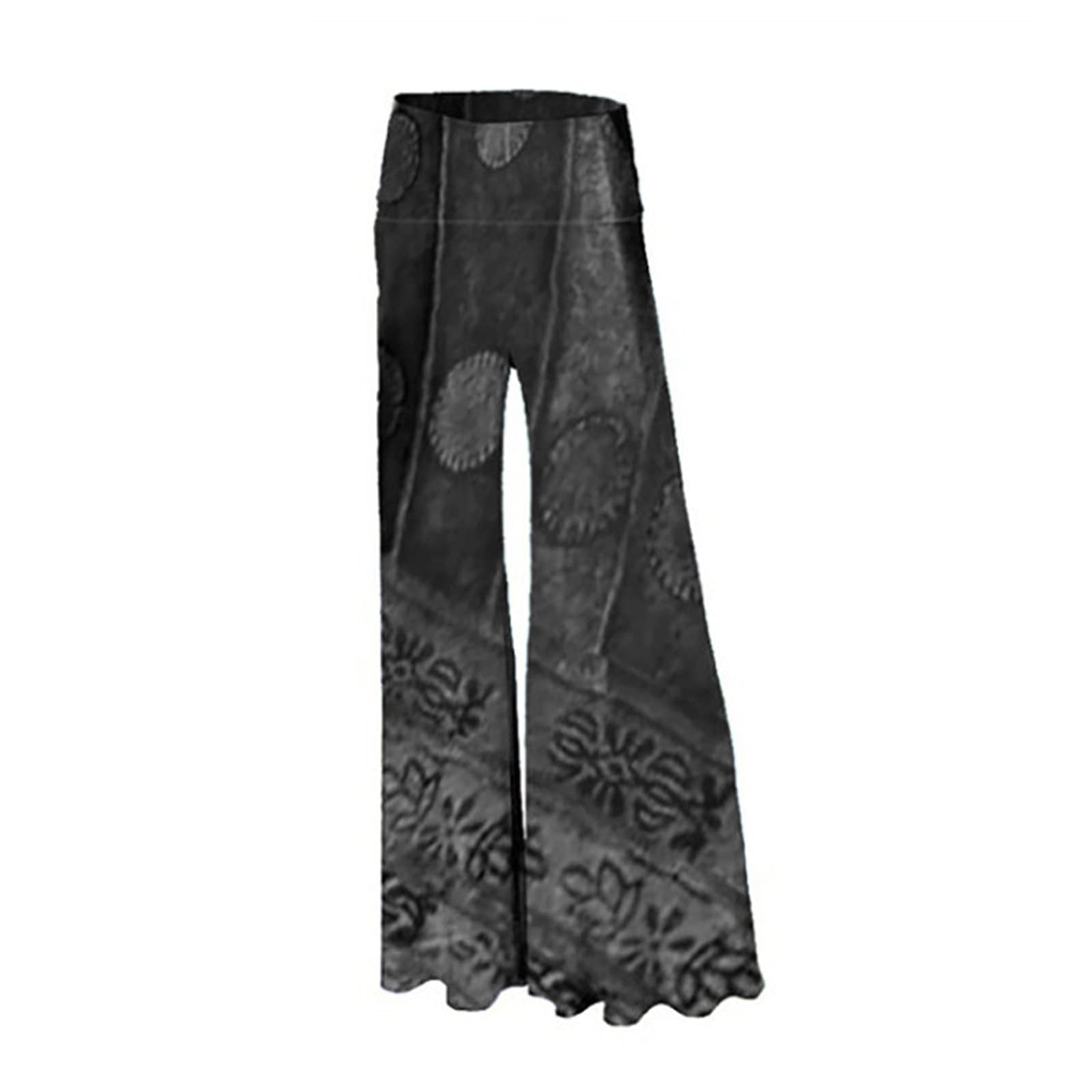 Vintage Floral Print Wide Leg Pants for Women - Retro Casual High Waisted Palazzo Pants with Ethnic Design, Perfect for Boho Outfits, Summer Vacations & Lounge Wear