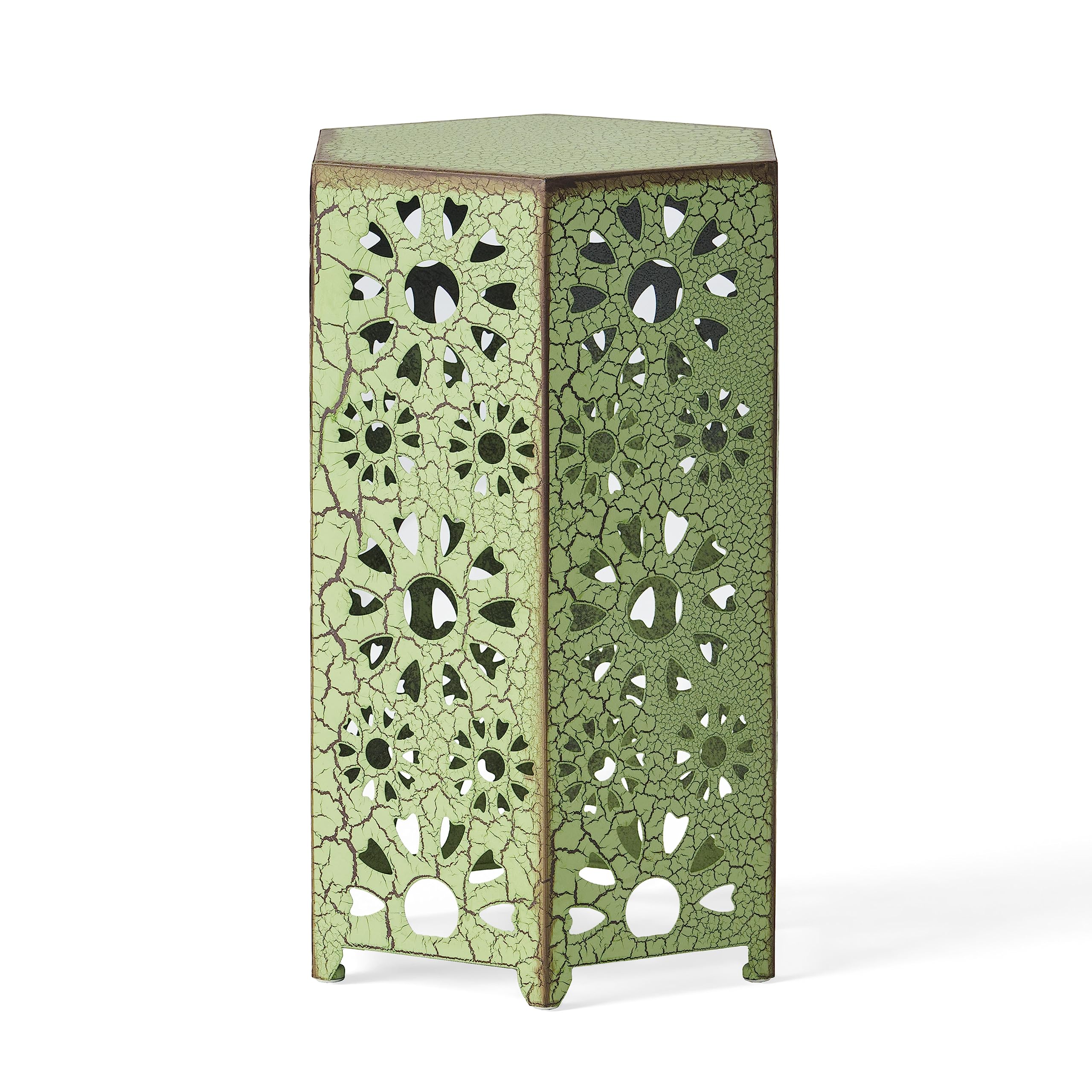 GDFStudio Outdoor Accent Tables - Rustic Iron Tubing with Crackle Green Finish - Perfect for Patio, Garden & Porch Decor