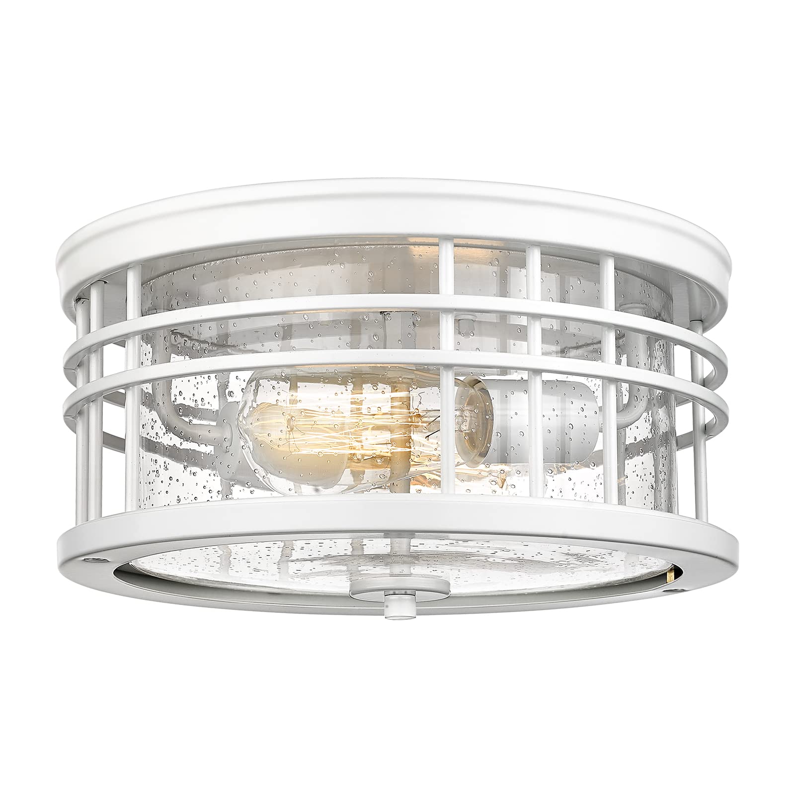 Modern Flush Mount Ceiling Light Fixture - 12 Inch White Seeded Glass LED Light for Kitchen, Bedroom, Laundry Room - Perfect for Modern Home, Apartment and Office Lighting - ZW01-F WH