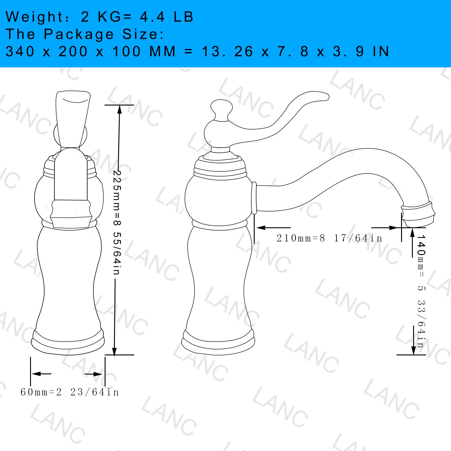Luxury Stone Bathroom Faucet - European All Copper & Natural Marble Emperador Basin Mixer Tap - Hot & Cold Water Venetian Bronze (C12123PS-FW) - Perfect for Modern & Classic Bathroom Decor