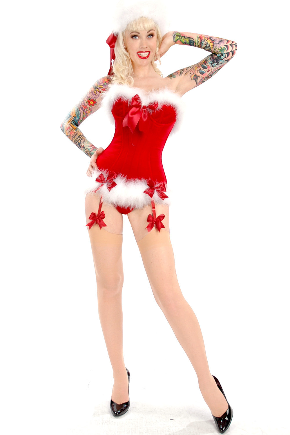 Sexy Mistletoe Strapless Corset with Detachable Garters - Lingerie for Valentine's Day, Boudoir Photography & Bridal Shower