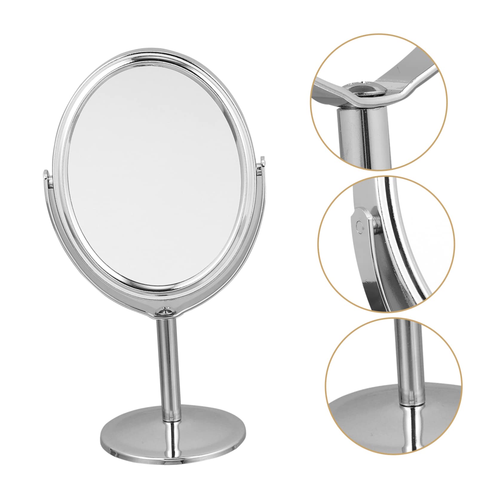 **Double-Sided Round Makeup Mirror with Magnifying Glass - Silver Vanity Dresser Mirror for Home & Travel Beauty Routine**