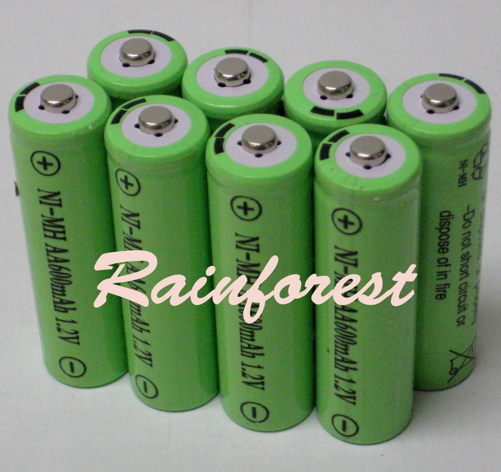 8-Piece AA Ni-MH 600mAh 1.2V Rechargeable Batteries for Solar Lights - Long-Lasting Power for Outdoor Solar Lighting, Garden Decor & Emergency Kits