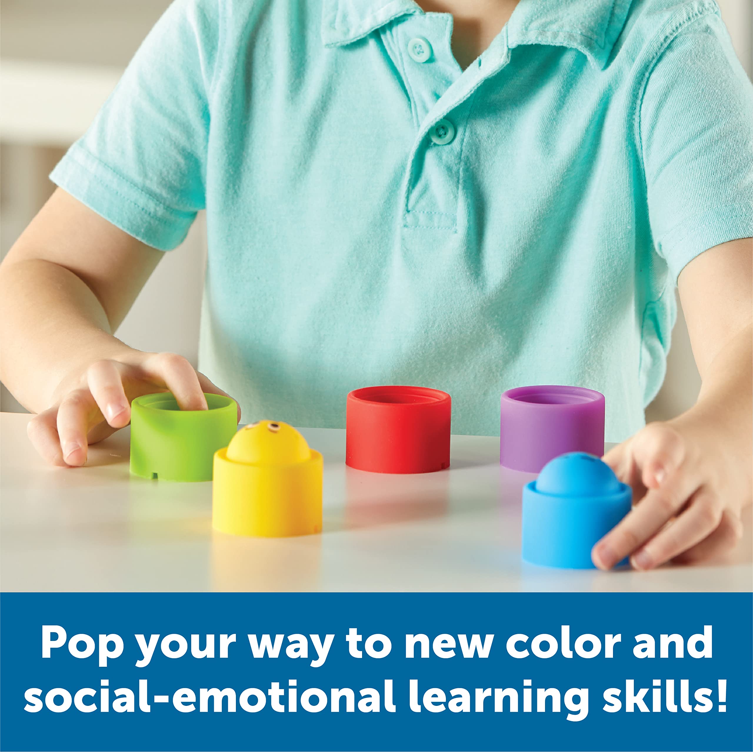 Learning Resources Rainbow Emotion Fidget Poppers - 5-Piece Sensory Toy Set for Social Emotional Learning, Stress Relief & Focus - Toddler Sensory Toys for Autism, ADHD, Anxiety - Perfect for Easter Basket Stuffers, Classroom & Home Use (Ages 3+)