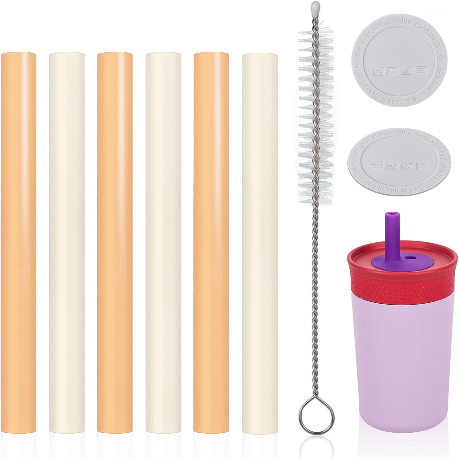 Owala Kids Tumbler Replacement Straws - 6 Pack with Brush for 12oz & 15oz Bottles - Perfect for School & Travel