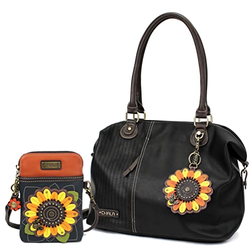 Black Sunflower Tote & Cellphone Crossbody Gift Set