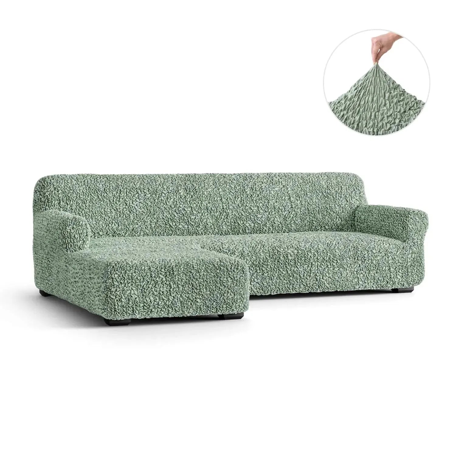 L-Shaped Sofa Slipcover with Left Chaise - Soft Fuco Cotton Fabric - Perfect for Sectional Couches in Living Room, Family Room & Home Theater