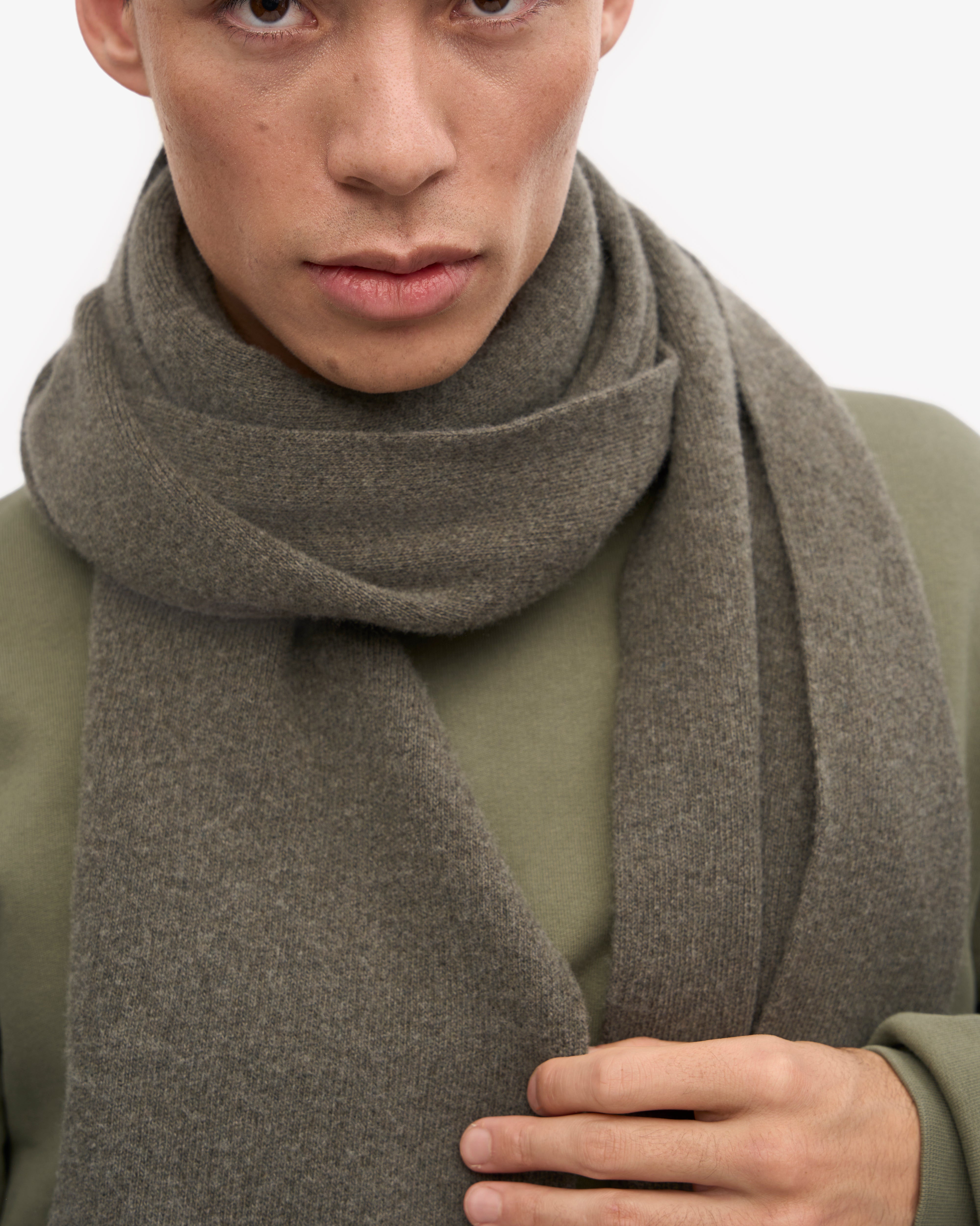 Premium Merino Wool Scarf for Men & Women - Soft Warm Winter Accessory in Dusty Olive - Perfect for Outdoor Activities, Travel & Cold Weather Fashion