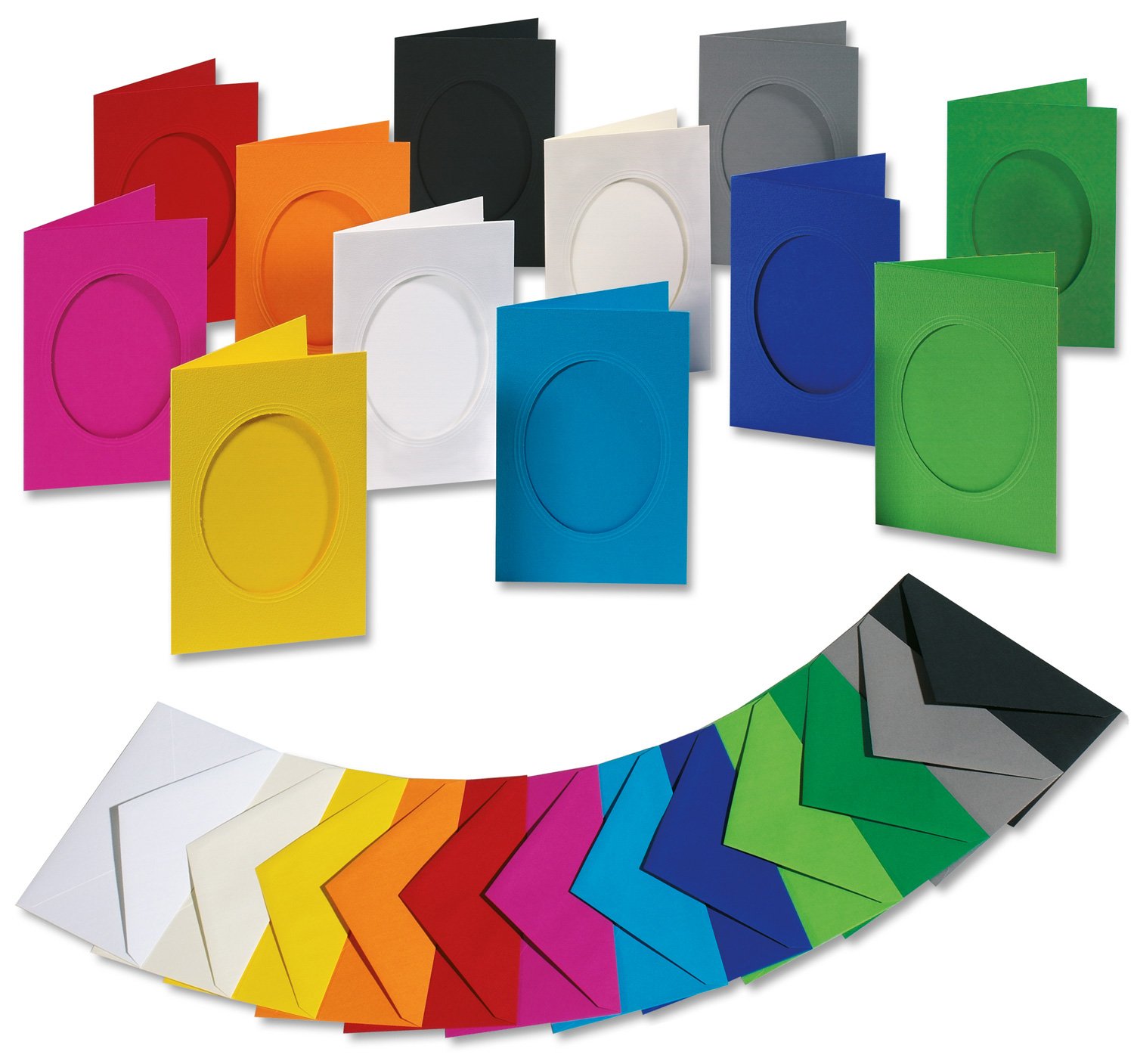 Premium Oval Cut-Out Passepartouts with 3 High-Quality Cards (220 g/m²) & Envelopes - Perfect for Wedding Invitations, Greeting Cards, Thank You Notes & DIY Craft Projects