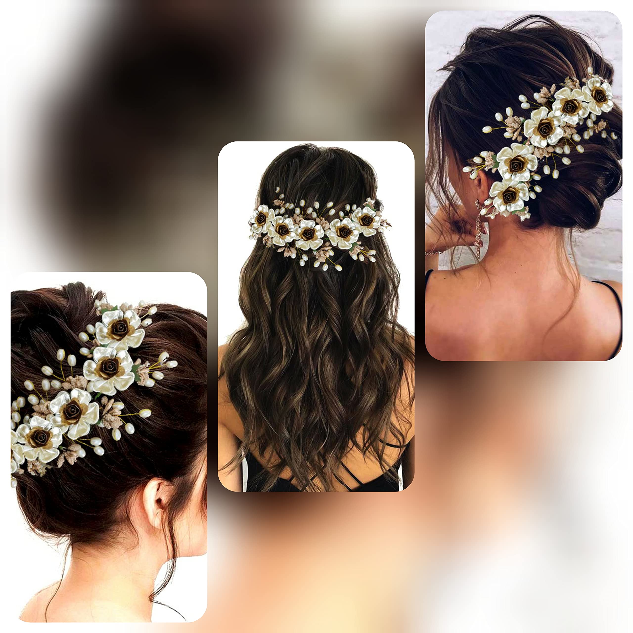 Artificial Lily Flower Hair Clip - Women's & Girls' Hair Accessories with Floral Vein Design (White, 2217) for Weddings, Parties & Special Occasions