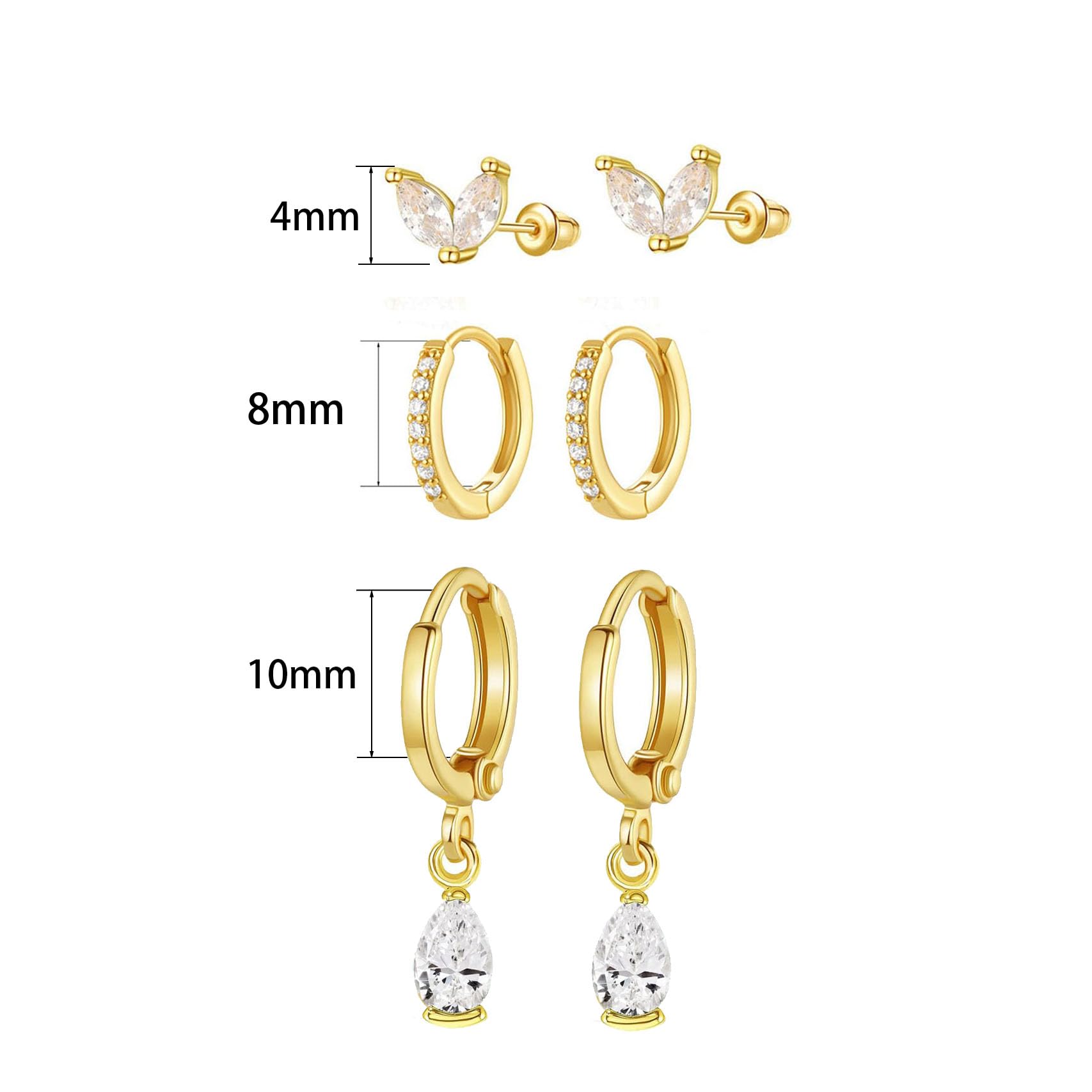 14K Gold Plated Women's Hoop Earrings Set - Trendy Huggie, Cartilage, Drop Dangle & Stud Earrings | Perfect Gift for Her | Elegant Jewelry for Everyday Wear, Parties & Special Occasions
