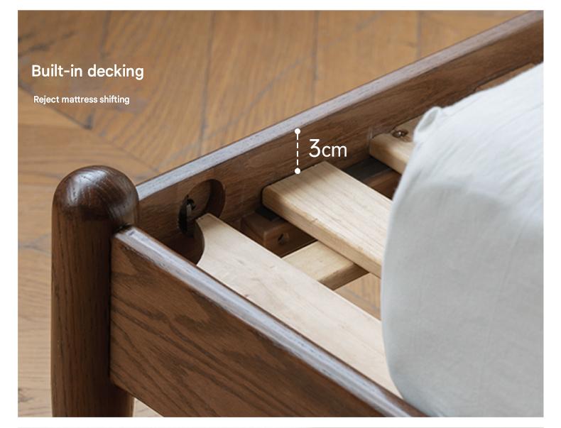 Italian Light Luxury Oak Solid Wood Leather Soft Bed - Elegant and Durable Bed Frame for Master Bedroom, Guest Room, or Modern Home Decor