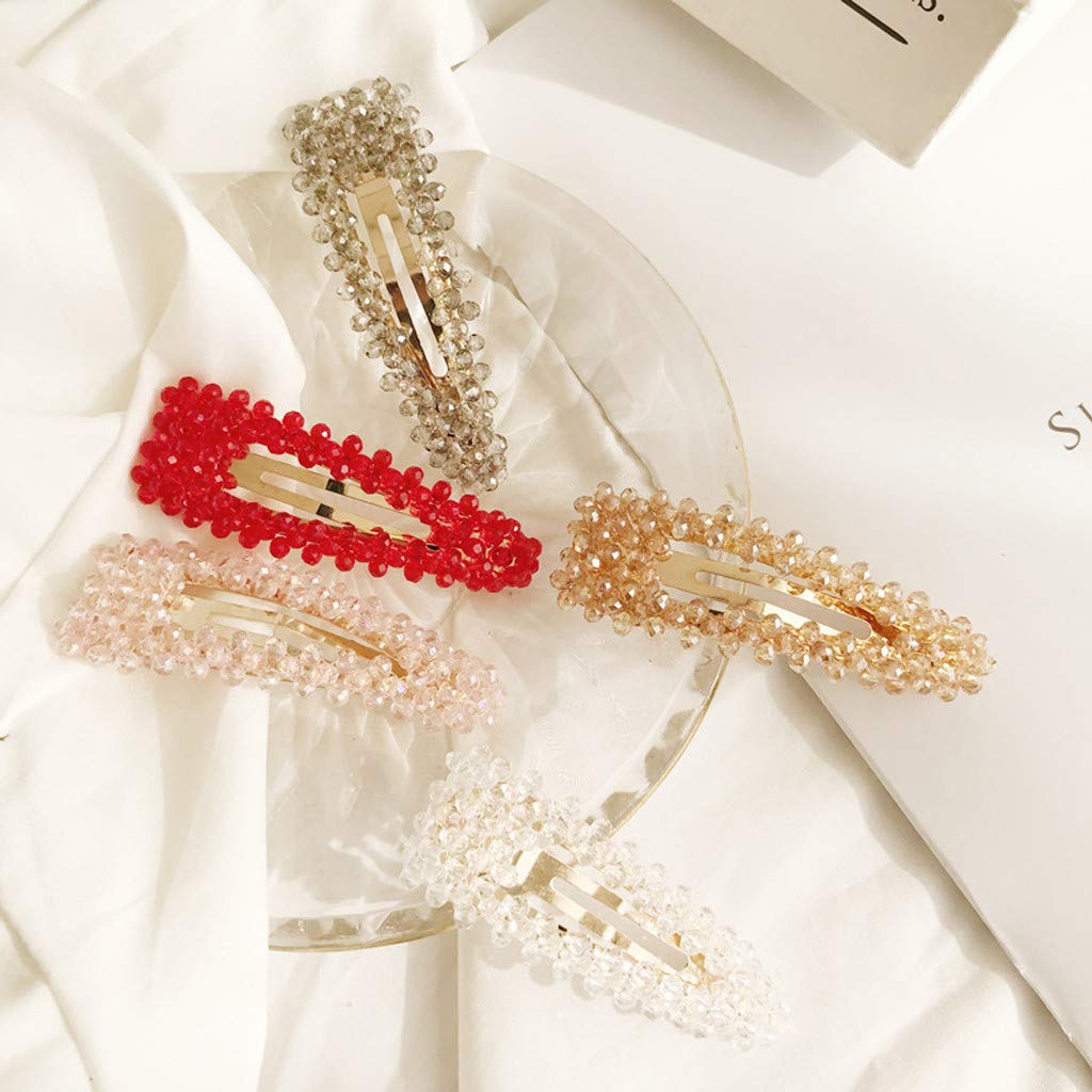 Totruning 5 PCS Handmade Crystal Pearl Hair Clips - Elegant Gold Geometric Hairpins with Glitter for Women & Girls | Wedding, Party, Prom Hair Accessories Gift Set (5-Piece)