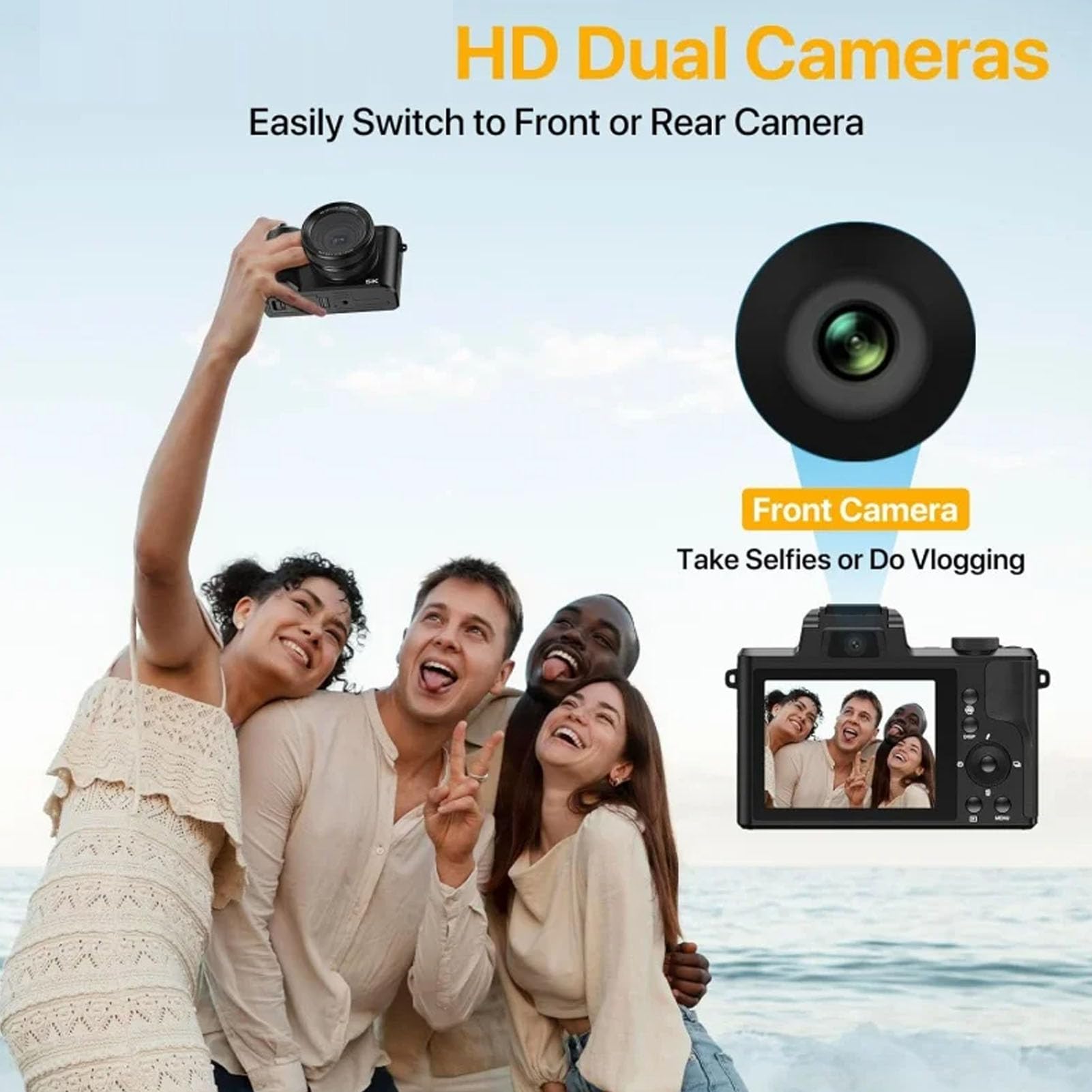 5K 64MP Vlogging Camera with 5X Zoom & Stabilization - Perfect for Travel & YouTube Videos