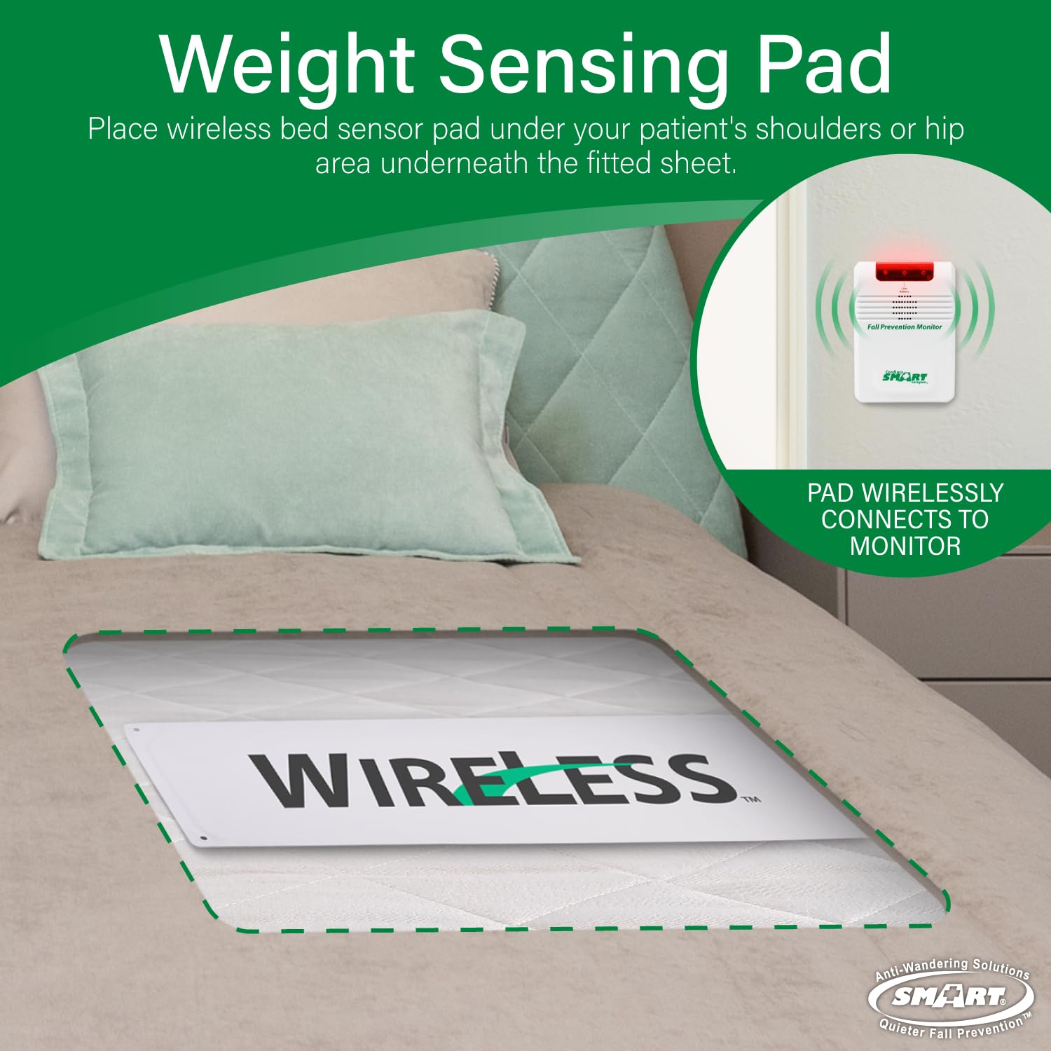 Smart Caregiver Bed & Chair Exit Alert System - Wireless Monitor with Pressure Sensor Pads for Elderly Safety - Automatic Fall Prevention Alarm for Seniors & Dementia Patients - Ideal for Home Care, Nursing Homes & Assisted Living Facilities