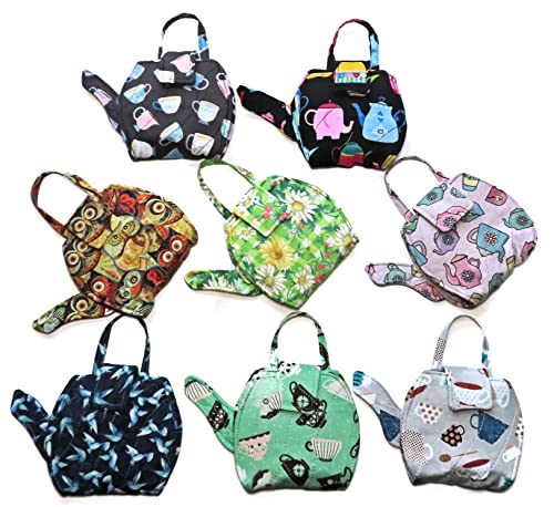 Handcrafted Quilted Teapot-Shaped Tea Bag Wallet - Secure Hold, No Spills - Choose from Tea Cups, Pots, Owls & Daisy Designs - Perfect for Tea Lovers & Gift Giving