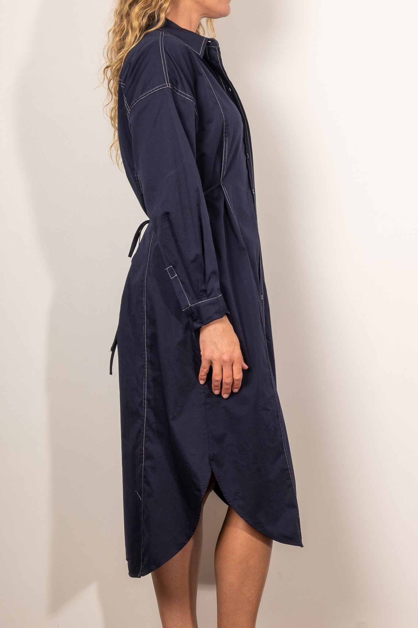 ELK Rodan Stitch Shirt Dress in Navy Blue - Stylish Women's Casual Wear for Office, Date Night & Everyday Outfits