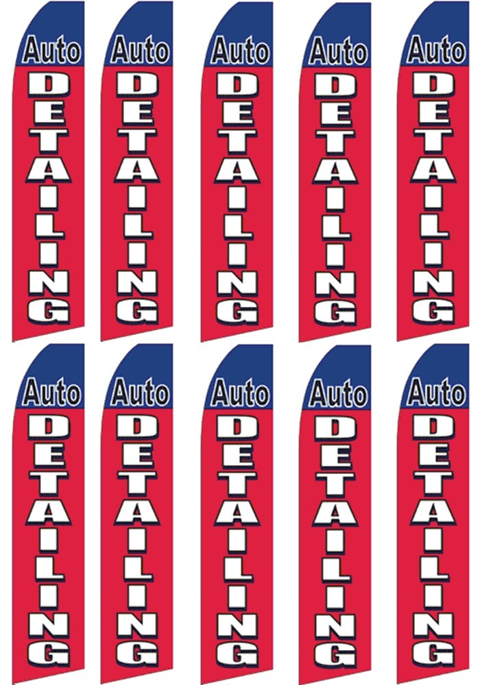 10 Pack Swooper Flutter Flags - Red White Blue Patriotic Car Detailing Accessories for Auto Shows, Parades & Tailgating
