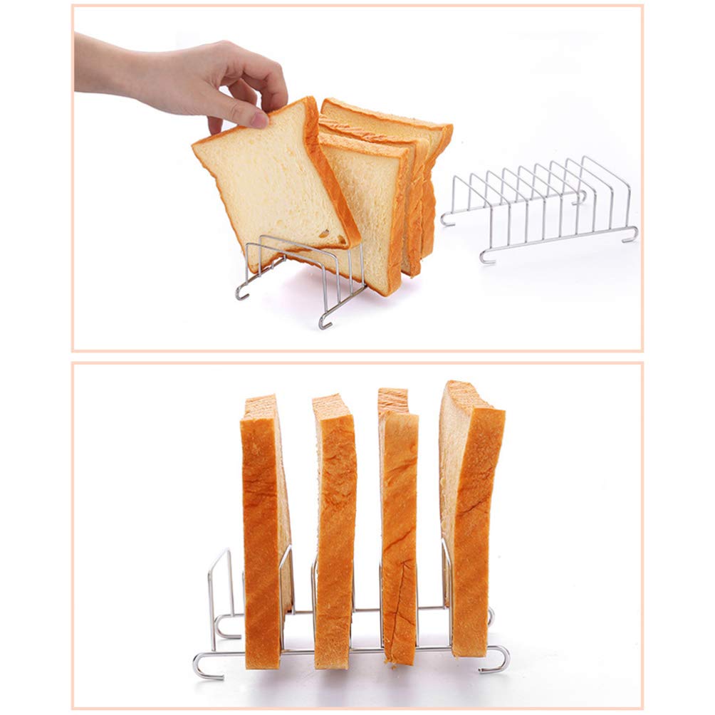 Yardwe 2-Piece Stainless Steel Toast Bread Rack Holder - 8 Slice Capacity, Cooling Grid for Air Fryer & Countertop - Perfect for Toasting, Baking, and Serving Bread