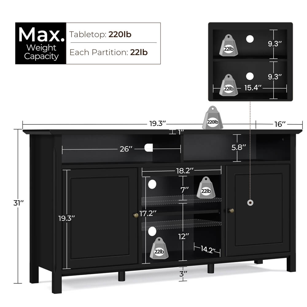 Yaheetech 58 Inch TV Stand with Storage for 65 Inch TVs - Modern Entertainment Center for Living Room, Bedroom & Home Theater