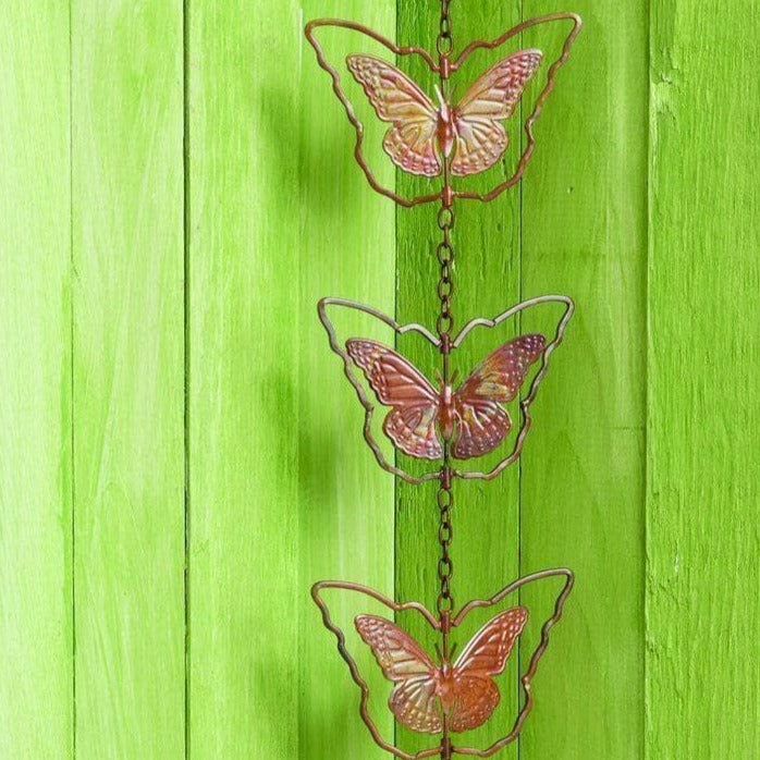 Handmade Butterfly Rain Chain for Garden Decor - Decorative Downspout Diverter for Outdoor Water Drainage | Perfect for Patio, Yard, and Landscape Design