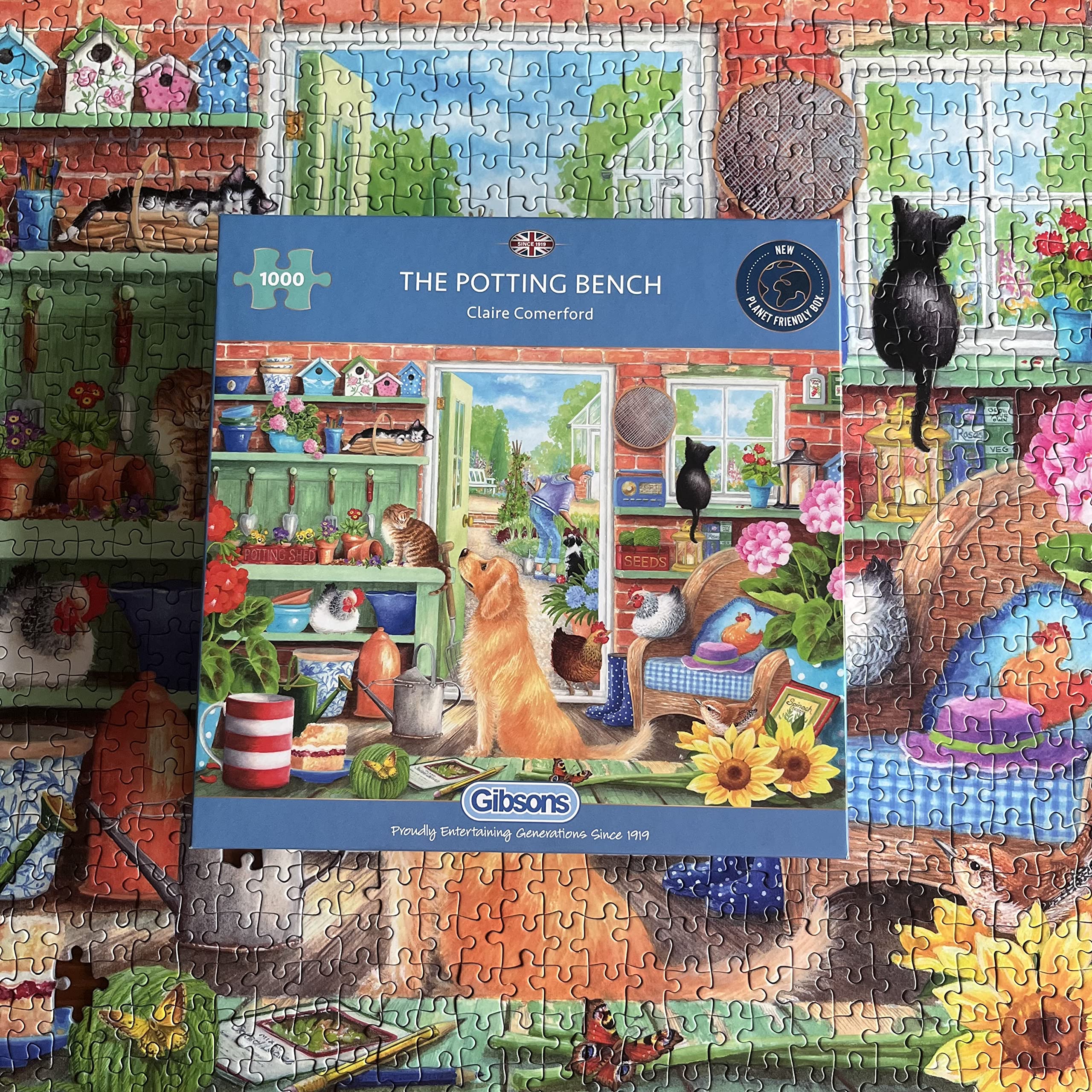 The Potting Bench Illustrated by Claire Comerford - 1000 Piece Jigsaw Puzzle for Adults & Teens - Gibsons Puzzle (GIBG6333) - Perfect for Family Game Nights & Relaxation